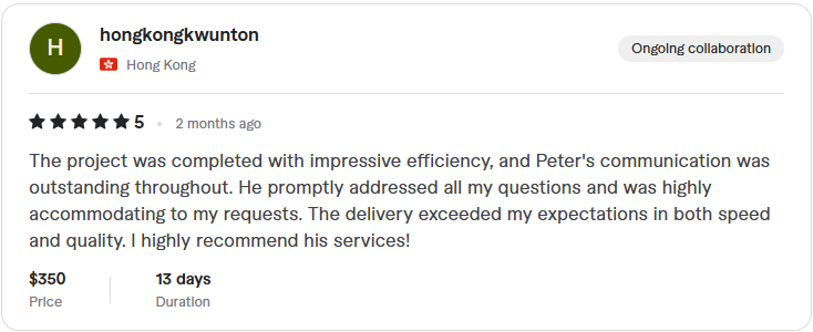 Fiverr client review 2