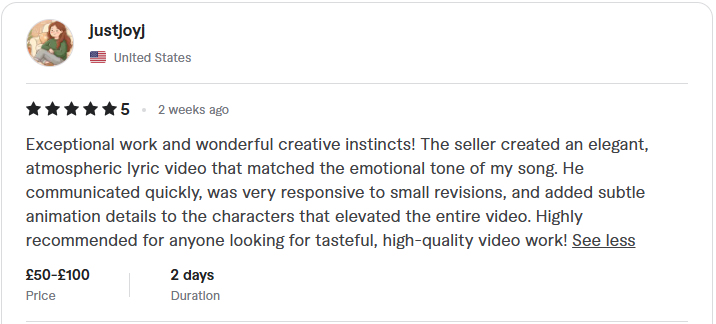 Fiverr client review 6